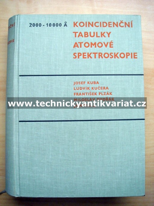 Koincidenční tabulky atomové spektroskopie :Hlavní čáry emisní spektrální analysy s koincidencemi od 2,000 do 10,000 A