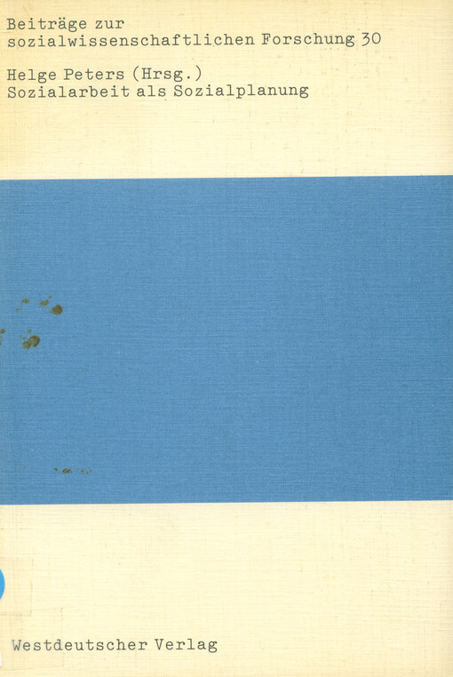 Sozialarbeit als Sozialplanung