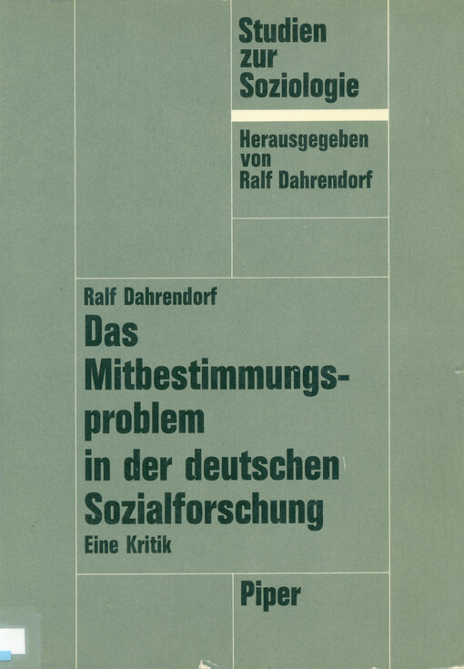 Das Mitbestimmungsproblem in der deutschen Sozialforschung : eine Kritik