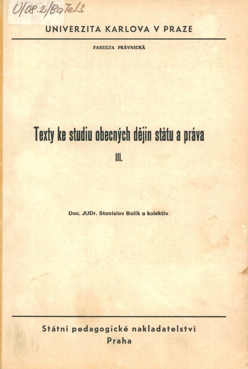 Texty ke studiu obecných dějin státu a práva