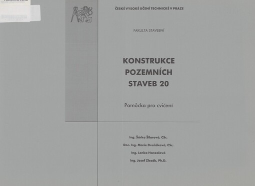 Konstrukce pozemních staveb 20: pomůcka pro cvičení