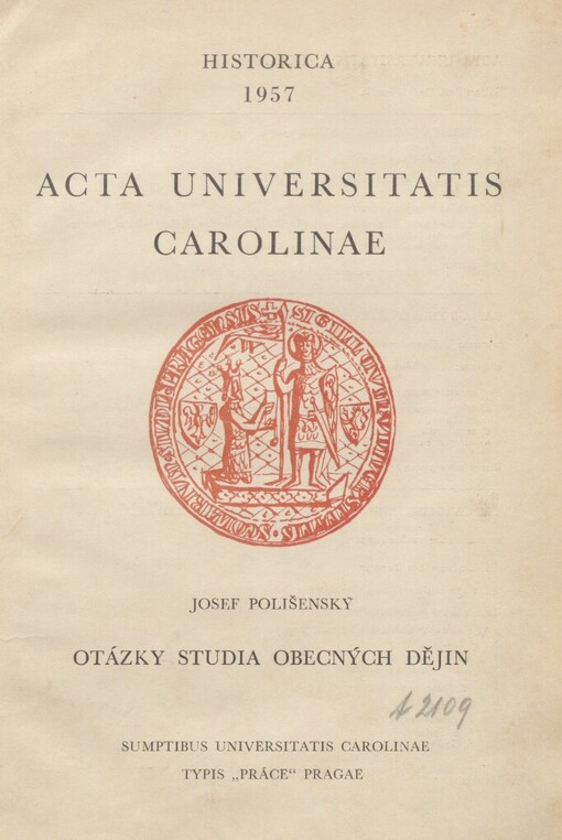 Otázky studia obecných dějin =: Problemy izučenija obščej istorii = Probleme des Studiums allgemeiner Geschichte
