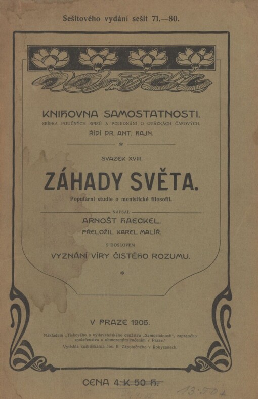 Záhady světa: populár. studie o monistické filosofii