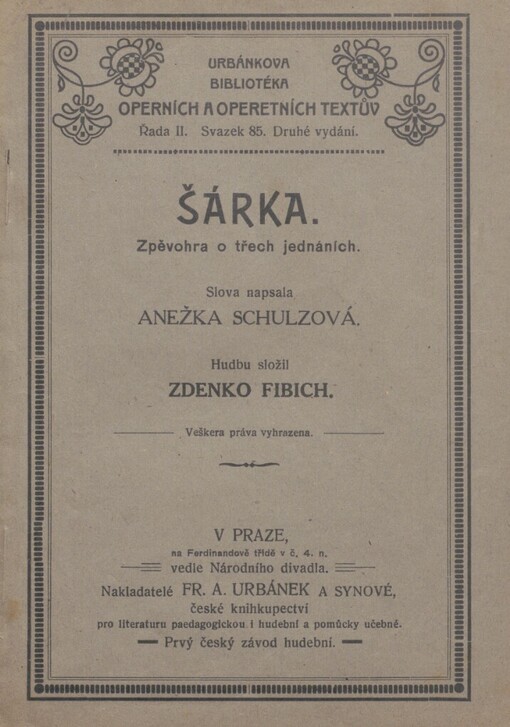 Šárka :zpěvohra o třech jednáních