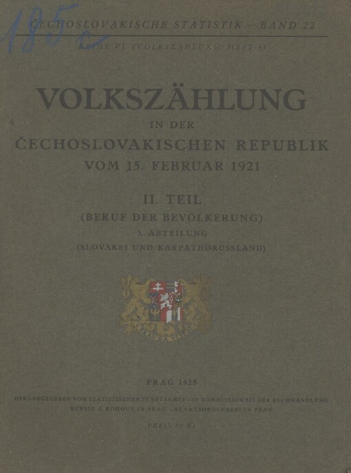 Volkszählung in der Čechoslovakischen Republik vom 15. Feberuar 1921