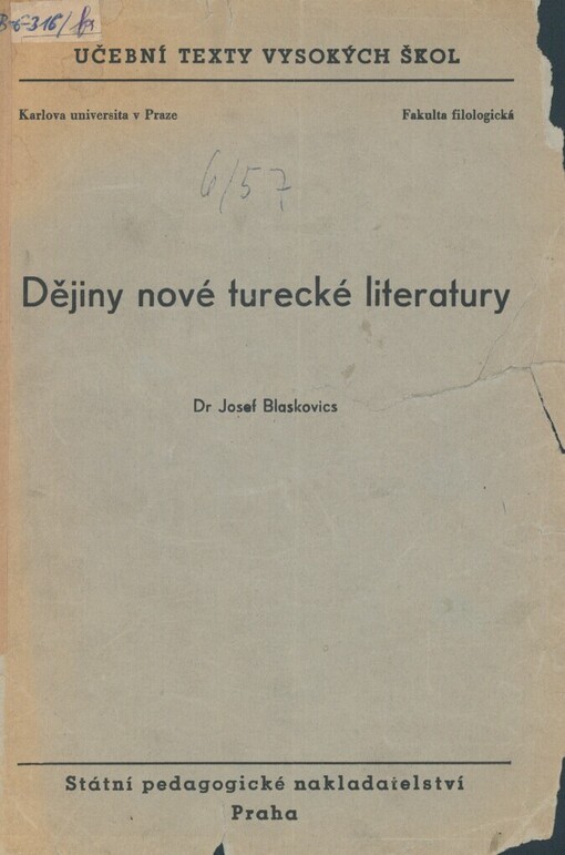 Dějiny nové turecké literatury: [určeno pro posluchače filologické fak.]