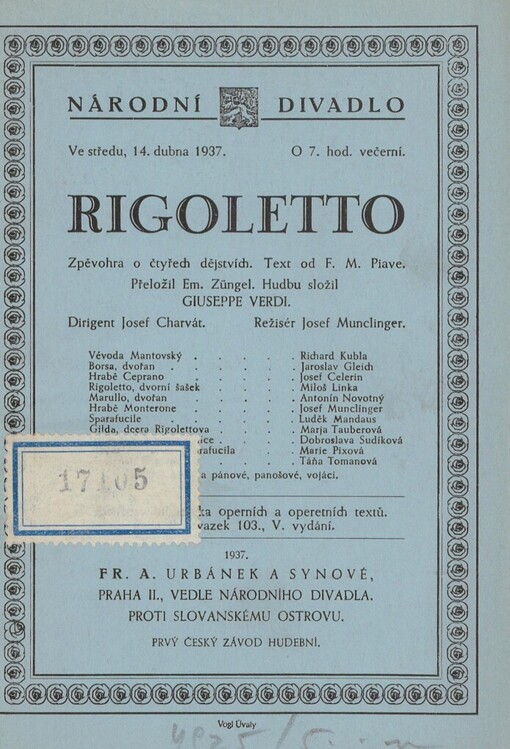 Rigoletto: opera o 4 dějstvích