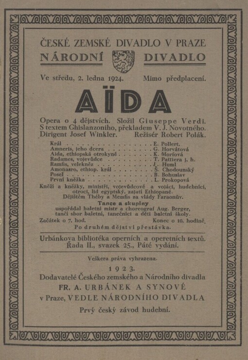 Aïda :zpěvohra o čtyřech dějstvích