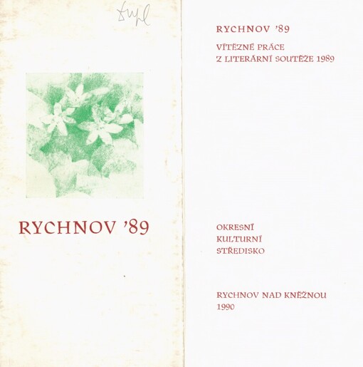 Rychnov: Vybrané vítězné práce lit. soutěže mladých