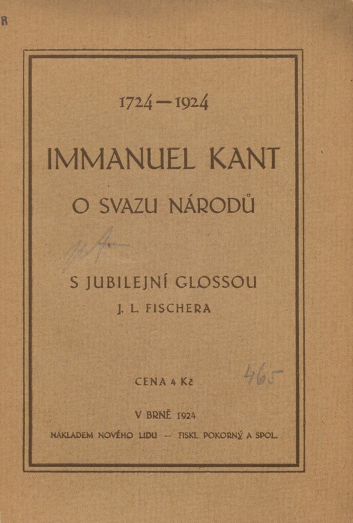 Immanuel Kant o svazu národů: (myšlenky k všeobecným dějinám ve světoobčanském smyslu)
