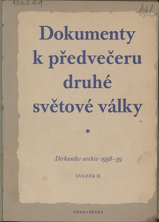 Dokumenty k předvečeru druhé světové války