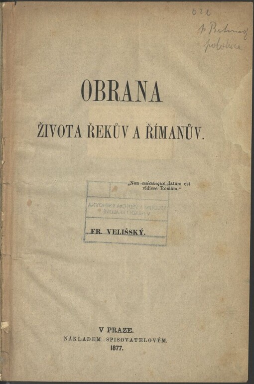 Obrana Života Řekův a Římanův