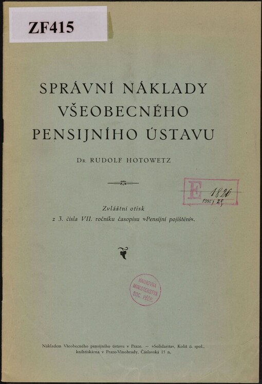 Správní náklady Všeobecného pensijního ústavu