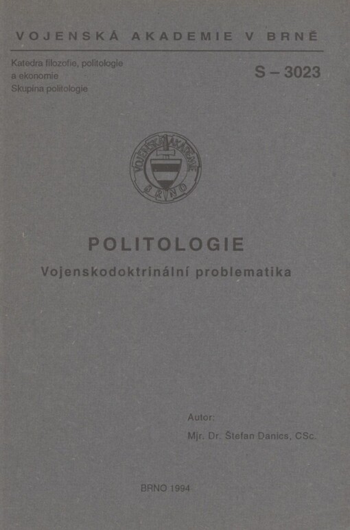 Politologie: vojenskodoktrinální problematika