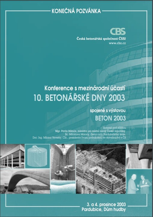 10. betonářské dny 2003 : sborník ke konferenci, Pardubice, Dům hudby 3. a 4. prosince 2003