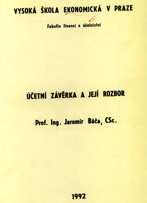 Účetní závěrka a její rozbor