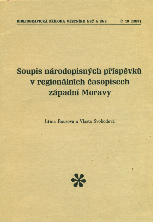 Soupis národopisných příspěvků v regionálních časopisech západní Moravy