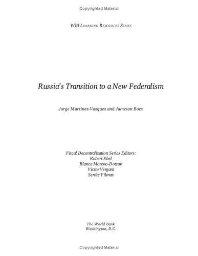 Russia's transition to a New Federalism
