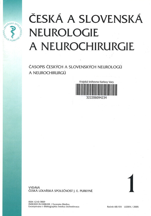 Česká a slovenská neurologie a neurochirurgie : časopis českých a slovenských neurologů a neorochirurgů