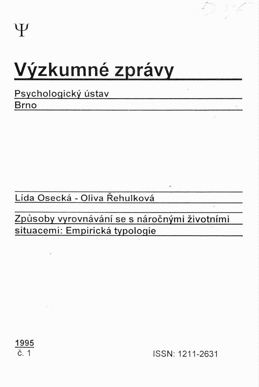 Způsoby vyrovnávání se s náročnými životními situacemi :empirická typologie