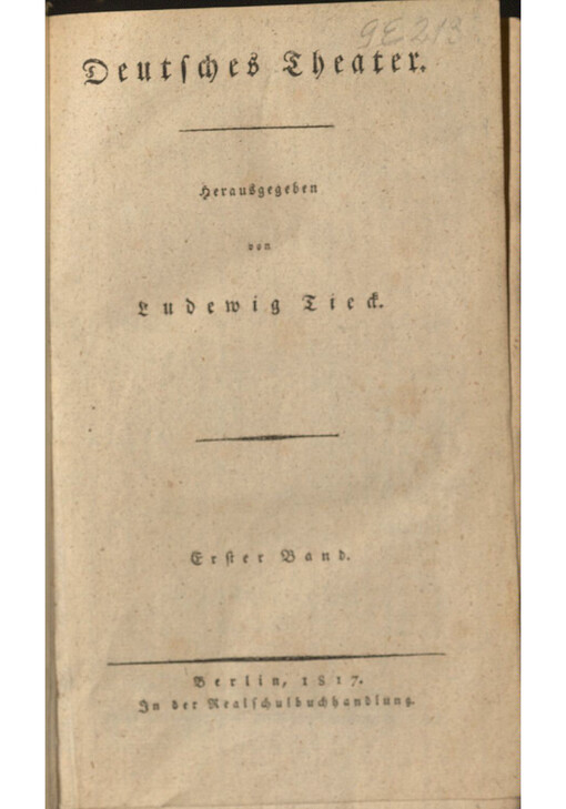 Deutsches Theater. Erster Band
