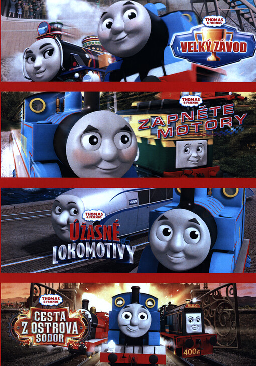 Mašinka Tomáš : Velký závod ; Zapněte motory ; Úžasné lokomotivy ; Cesta z ostrova Sodor