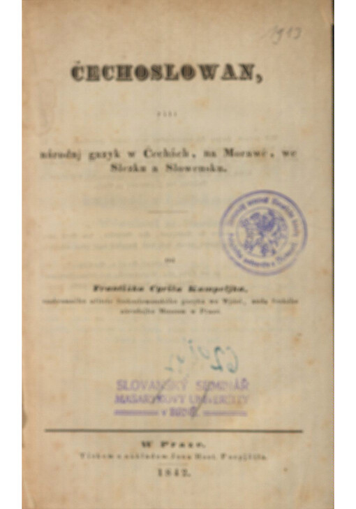 Čechoslowan, čili národnj gazyk w Čechách, na Morawě, we Slezku a Slowensku