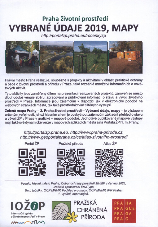 Praha - životní prostředí : vybrané údaje 2019, mapy