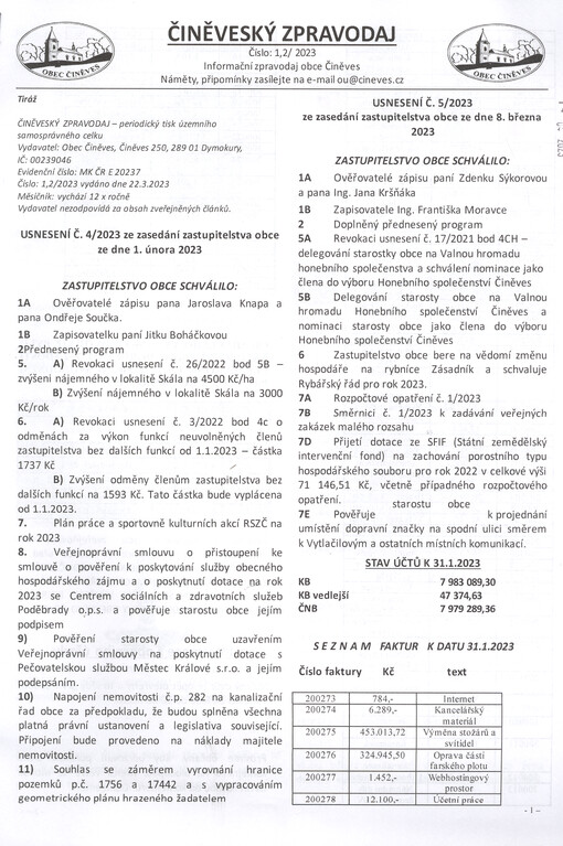 Činěveský zpravodaj : informační zpravodaj obce Činěves