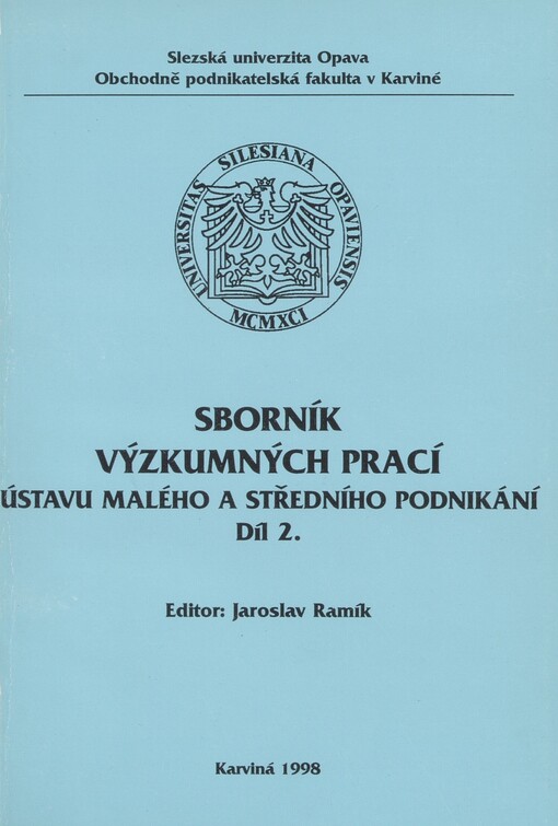 Sborník výzkumných prací Ústavu malého a středního podnikání, 2. díl