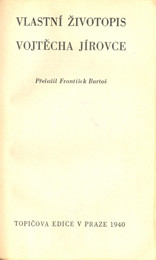 Vlastní životopis Vojtěcha Jírovce