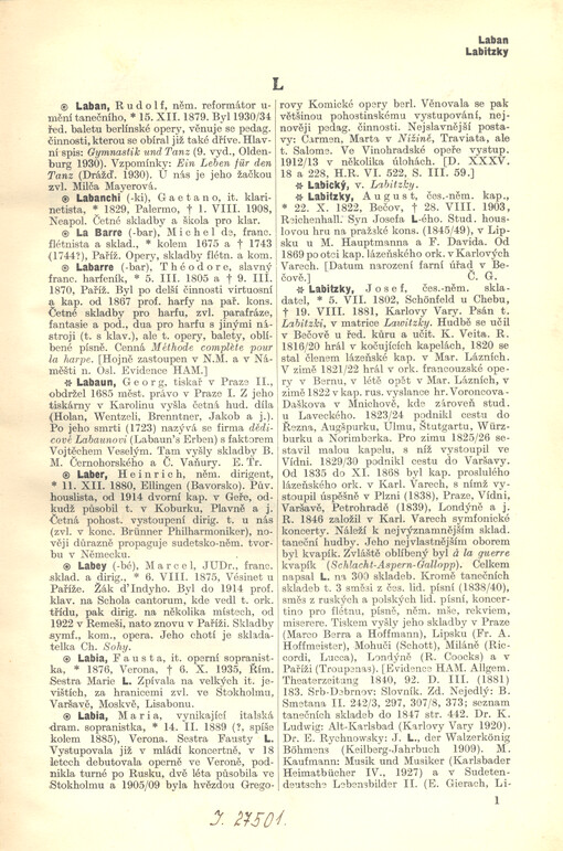 Pazdírkův hudební slovník naučný. II., Část osobní. Svazek druhý, L-M, II., Část osobní.