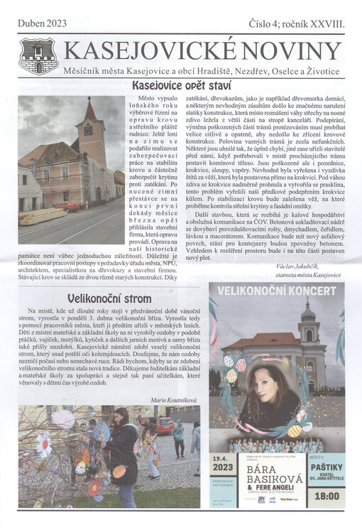 Kasejovické noviny : Měsíčník obcí Hradiště, Kasejovice, Mladý Smolivec, Nezdřev, Oselce a Životice