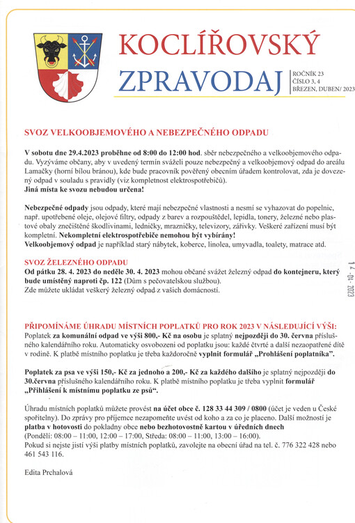 Koclířovský zpravodaj : měsíčník obce Koclířov