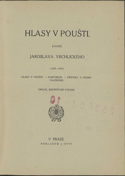 Hlasy v poušti: (1890-1897) : básně Jaroslava Vrchlického