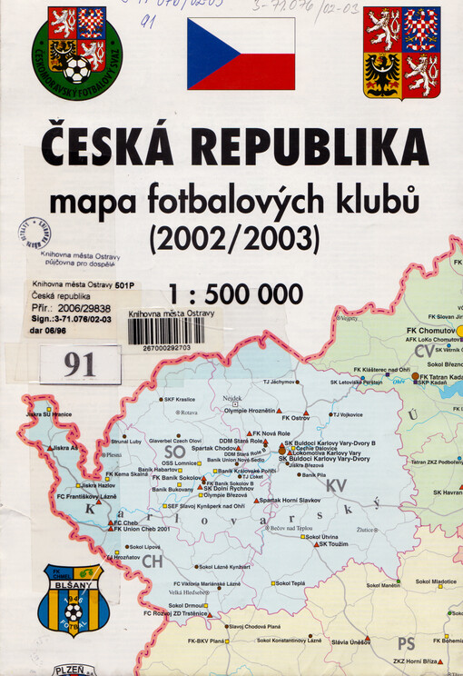 Česká republika mapa fotbalových klubů (2002/2003)