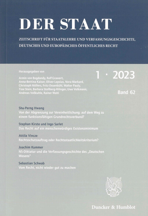 Der Staat : Zeitschrift für Staatslehre, öffentliches Recht und Verfassungsgeschichte.