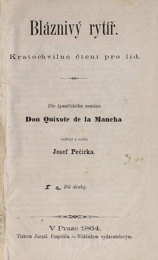 Bláznivý rytíř :kratochvilné čtení pro lid