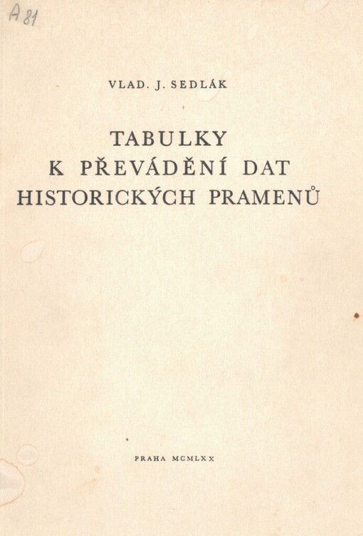 Tabulky k převádění dat historických pramenů