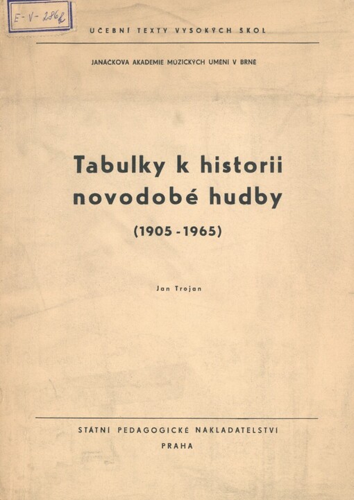 Tabulky k historii novodobé hudby: (1905-1965)