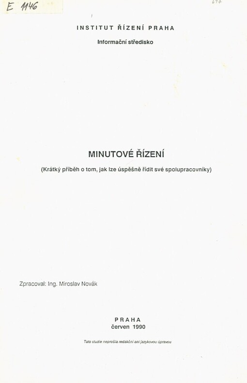 Minutové řízení: krátký příběh o tom, jak lze úspěšně řídit své spolupracovníky