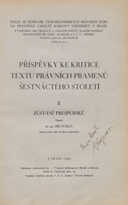 Příspěvky ke kritice textu právních pramenů šestnáctého století