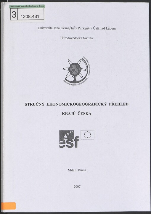 Stručný ekonomickogeografický přehled krajů Česka