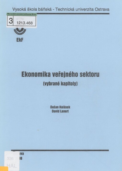 Ekonomika veřejného sektoru: (vybrané kapitoly)