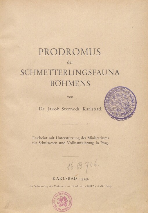 Prodromus der Schmetterlingsfauna Böhmens