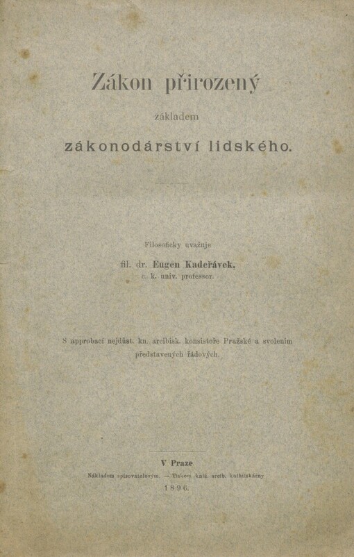 Zákon přirozený základem zákonodárství lidského