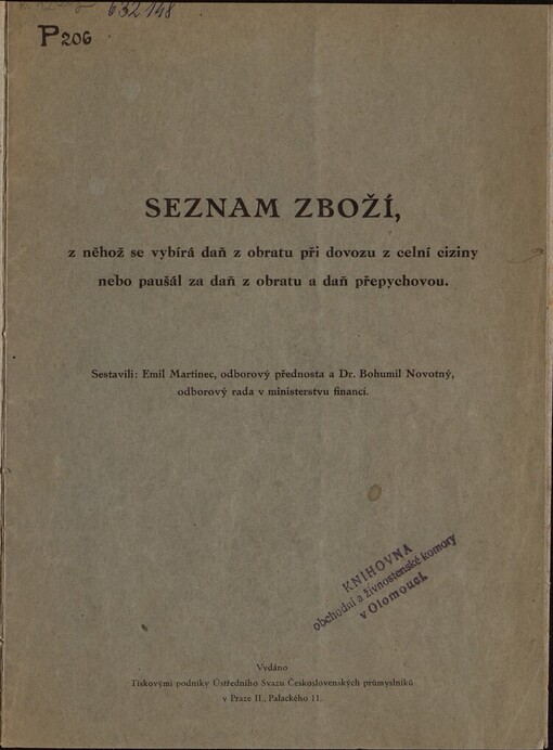 Seznam zboží, z něhož se vybírá daň z obratu při dovozu z celní ciziny nebo paušál za daň z obratu a daň přepychovou