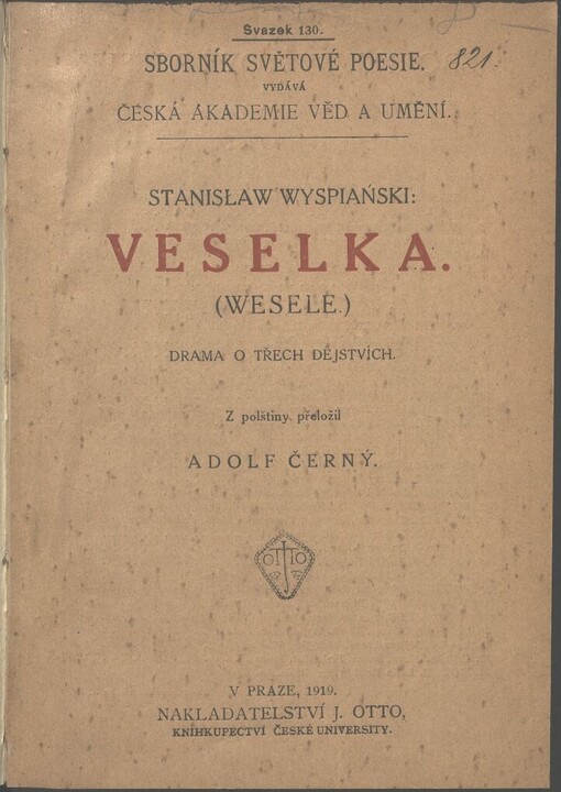 Veselka =: (Wesele) : drama o třech dějstvích