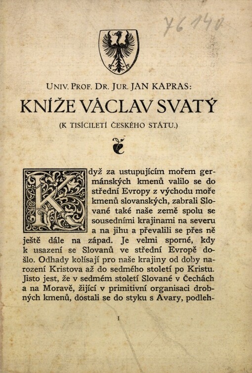 Kníže Václav svatý: (k tisíciletí českého státu)