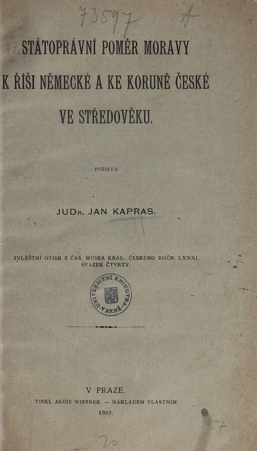 Státoprávní poměr Moravy k říši německé a ke koruně české ve středověku